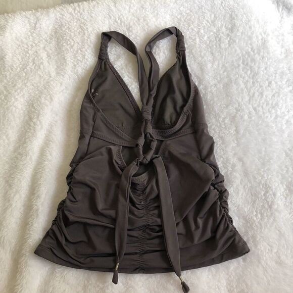 Athleta Shirred Tankini And Bikini Bottom Size S GUC Gray - Picture 3 of 12